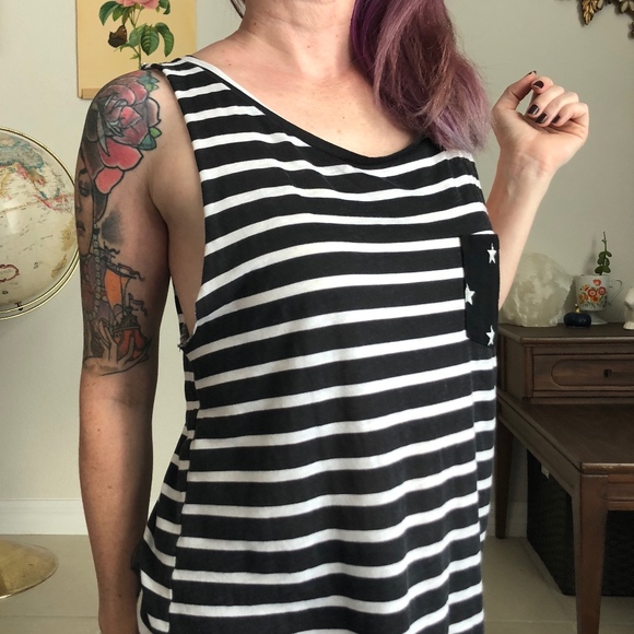 PINK Victoria's Secret Tops - VS PINK Striped Star Pocket Tank